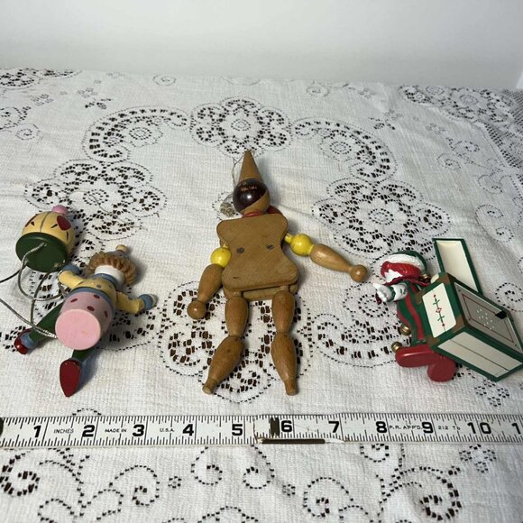 MCM wooden clown Christmas ornament trio - Picture 8 of 9